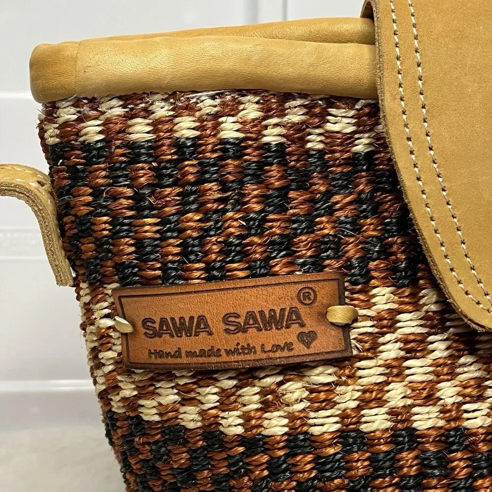 SAWA SAWA Waves on Earth Handmade Striped Sisal Tote Crossbody Purse Strap - Picture 2 of 13